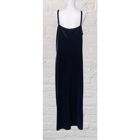 VTG Y2K Navy Velvet Sleeveless Maxi Dress 3X 4X 26 28 Whimsigoth Dark Fairy - Picture 3 of 10